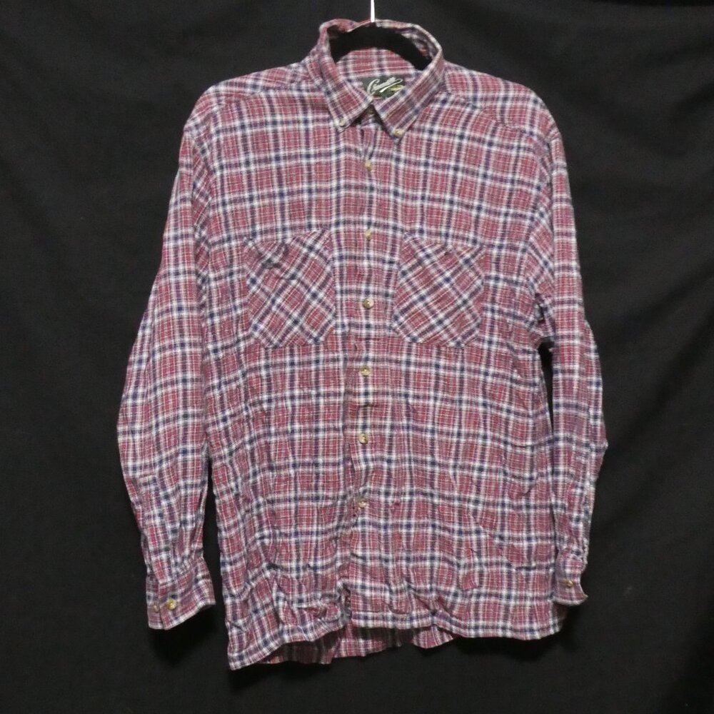 CROCODILE | large | 100% Cotton | Plaid Button-Up Front Casual Shirt | 2 Pockets